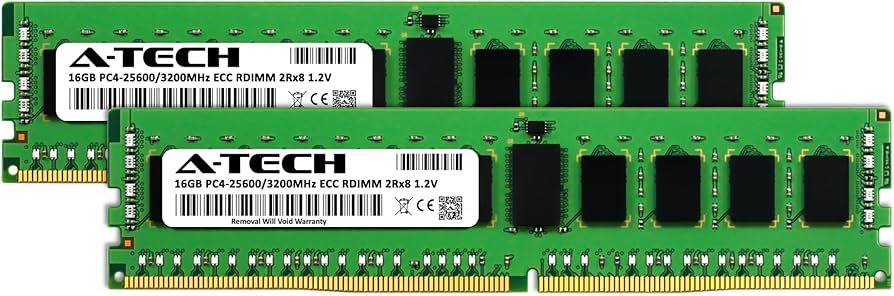 A-Tech 32GB Kit (2x16GB) DDR4 3200MHz PC4-25600 ECC RDIMM 2Rx8